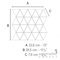 Керамограніт мозаїка-трикутники 28,5x33 Atlas Concorde Klif Triangles Silver Сірий