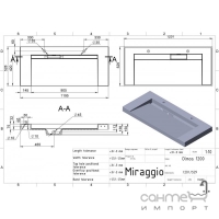 Раковина подвесная Miraggio Olmos 1200х530 белый глянцевый