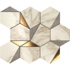 Декоративная мозаика для стен 25,1x29 Atlas Concorde Marvel Edge Gold Hex Gris-Calacatta Серая-Белая