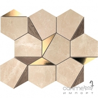 Декоративная мозаика для стен 25,1x29 Atlas Concorde Marvel Edge Gold Hex Sable-Brown Бежевая-Коричневая