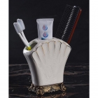 Настольная подставка для зубных щеток Art Design Iris 771800 белая керамика кракелюр/бронза