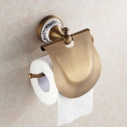Тримач для туалетного паперу з кришкою Art Design Deco DB033 бронза / біла кераміка