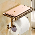 Тримач для туалетного паперу з гачком і поличкою для телефону Art Design R155 BR бронза