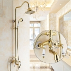 Змішувач для ванни з душовою стійкою Art Design Deco С11 DGL золото/кераміка