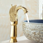 Смеситель для раковины в форме лебедя высокий Art Design Swan Big Gold 1202 золото