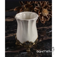 Настольный стакан Art Design Iris 771802 белая керамика кракелюр/бронза
