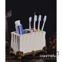 Настольная подставка для зубных щеток Art Design Iris 771803 белая керамика кракелюр/бронза