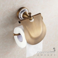 Держатель для туалетной бумаги с крышкой Art Design Deco DB033 бронза/белая керамика
