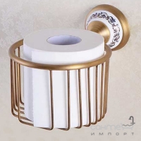 Тримач для туалетного паперу Art Design Deco DB033-1 бронза/біла кераміка