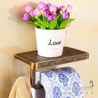 Тримач для туалетного паперу з гачком та поличкою для телефону Art Design R155 BR