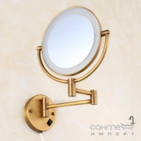 Зеркало косметическое с подсветкой, подвесное на шарнире Art Design бронза