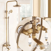 Змішувач для ванни з душовою стійкою Art Design Deco C11 DBR бронза/кераміка