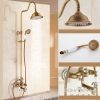 Змішувач для ванни з душовою стійкою Art Design Deco C11-02 DBR бронза/кераміка