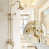 Змішувач для ванни з душовою стійкою Art Design Deco С11 DGL золото/кераміка