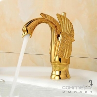 Смеситель для раковины в форме лебедя Art Design Swan Gold 1102 золото