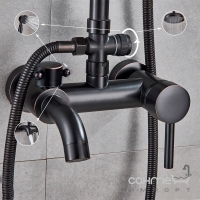 Змішувач для ванни із душовою стійкою Art Design 800400BL матовий чорний