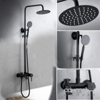 Змішувач для ванни із душовою стійкою Art Design 800400-03BL матовий чорний