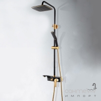 Змішувач для ванни з душовою стійкою Art Design 80013BG чорний/золото