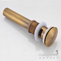Донний клапан із переливом для раковини Art Design 0001 DBR бронза