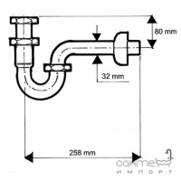 Сифон для раковини McAlpine 215AB 11/4х32мм антична бронза