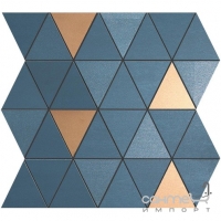 Мозаика из треугольников настенная 30,5x30,5 Atlas Concorde Mek Mosaico Diamond Wall Blue-Gold Синяя-Золото