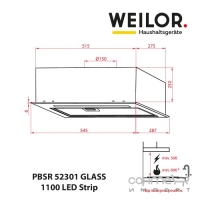 Вытяжка полновстраиваемая Weilor PBSR 52301 LED Strip белый