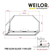 Встраиваемая кухонная вытяжка Weilor PBE 6230 WH 1100 LED белый