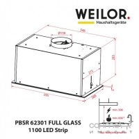 Вбудована кухонна витяжка Weilor PBSR 62301 WH 1100 LED білий