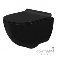 Підвісний безободковий унітаз із сидінням softclose Rea Carlo Mini Black Mat REA-C8405 матовий чорний