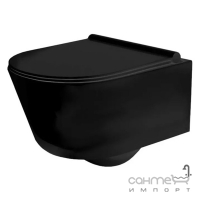 Підвісний безободковий унітаз із сидінням softclose slim дюропласт Rea Porter Rimless REA-C2361 чорний