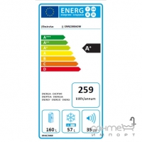 Вбудований двокамерний холодильник з нижньою морозильною камерою Electrolux ENN2300AOW білий