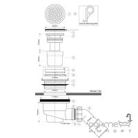 Сифон для душевого поддона McAlpine HC27-ABBR решетка античная латунь