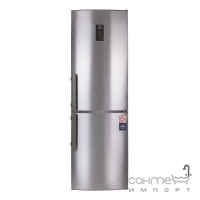Отдельностоящий двухкамерный холодильник с нижней морозильной камерой Electrolux EN3452JOX серый