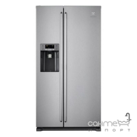 Отдельностоящий двухкамерный холодильник с боковой морозильной камерой Electrolux EAL6140WOU серый
