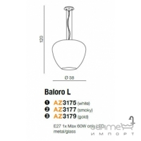 Светильник подвесной Azzardo Baloro L AZ3177 дымчатое стекло