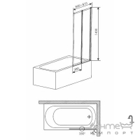 Шторка для ванн Aquaform BFD 2 170-04078O профиль белый, 	полистирол прозрачный