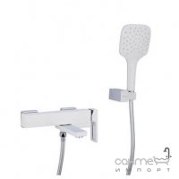 Змішувач для ванни Gappo Futura G3217-8 лійкою для душу та тримачем лійки, білий, хром