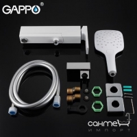 Смеситель для ванны Gappo Futura G3217-8  лейкой для душа и держателем лейки, белый, хром
