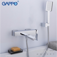 Змішувач для ванни Gappo Futura G3218 лійкою для душу та тримачем лійки, хром