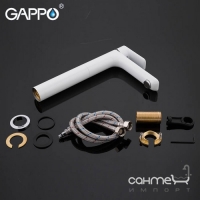 Высокий смеситель для раковины Gappo Noar G1048-2, белый, хром