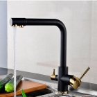 Змішувач для кухні з виливом для фільтрованої води Art Design V14BG чорний/золото