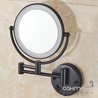 Зеркало косметическое с подсветкой, подвесное на шарнире Art Design черное