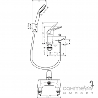 Змішувач врізний для ванни з ручним душем Hansgrohe Novus 71044000 хром