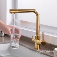 Змішувач для кухні із виливом для фільтрованої води Art Design V14G золото