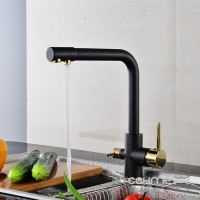 Смеситель для кухни с изливом для фильтрованной воды Art Design V14BG черный/золото