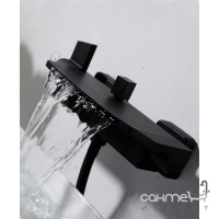 Змішувач для ванни з каскадним виливом та душовим гарнітуром Art Design 03930BL матовий чорний