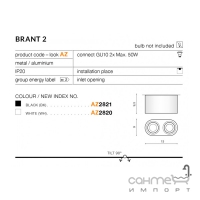 Точковий світильник накладний Azzardo Brant 2 AZ2821 чорний