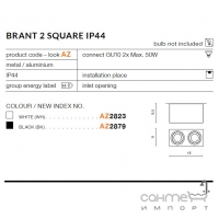 Точечный светильник накладной влагостойкий Azzardo Brant 2 Square IP44 AZ2879 черный