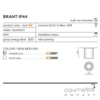 Точковий світильник накладний вологостійкий Azzardo Brant IP44 AZ2691 хром