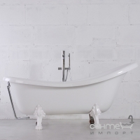 Отдельностоящая ванна из литого мрамора Fancy Marble Lady Hamilton (Romance) с белыми ножками в цветах RAL